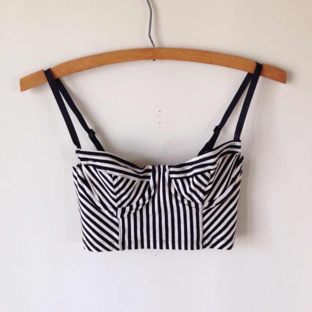 American Apparel Striped Underwire Bustier NEW